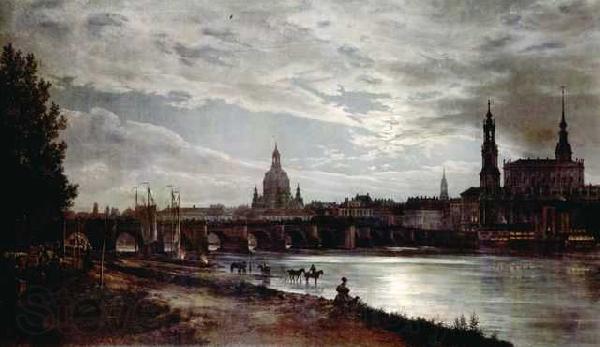 Johan Christian Dahl Johan Christian Clausen Dahl Blick auf Dresden bei Vollmondschein Spain oil painting art